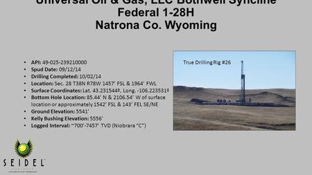Universal Oil & Gas, LLC Bothwell Syncline Federal 1-28H Natrona Co