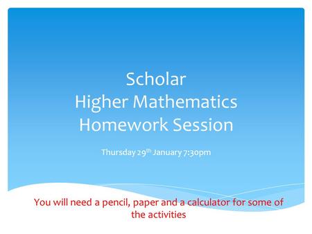 Scholar Higher Mathematics Homework Session