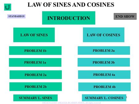 1 INTRODUCTION LAW OF SINES AND COSINES LAW OF SINES LAW OF COSINES PROBLEM 1b PROBLEM 1a PROBLEM 2a PROBLEM 2b PROBLEM 4b PROBLEM 4a PROBLEM 3b PROBLEM.