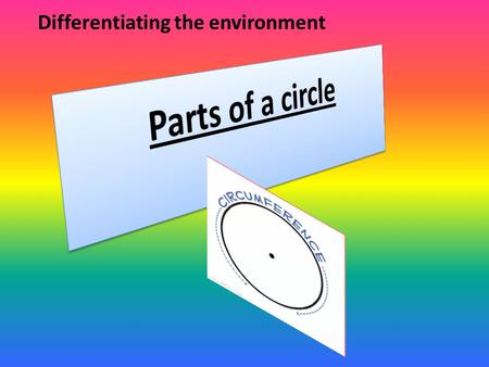 Differentiating the environment. Learning intention: Today we will be learning about the parts of a circle. We will discover circles outside the classroom.