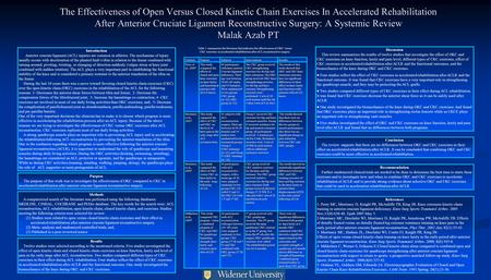 The Effectiveness of Open Versus Closed Kinetic Chain Exercises In Accelerated Rehabilitation After Anterior Cruciate Ligament Reconstructive Surgery: