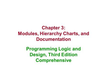 Chapter 3: Modules, Hierarchy Charts, and Documentation