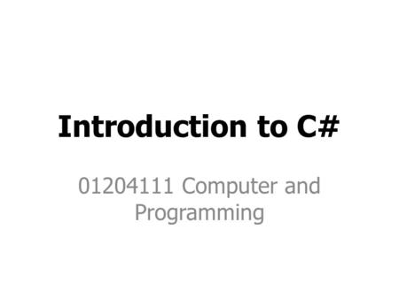 Computer and Programming