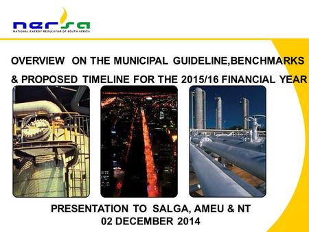 OVERVIEW ON THE MUNICIPAL GUIDELINE,BENCHMARKS
