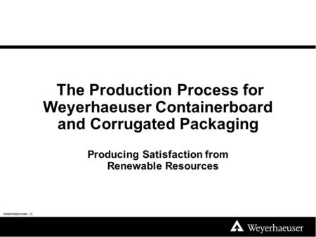 The Production Process for Weyerhaeuser Containerboard and Corrugated Packaging Producing Satisfaction from Renewable Resources slidelib\cbp\process (1)
