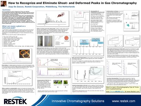 How to Recognize and Eliminate Ghost- and Deformed Peaks in Gas Chromatography Jaap De Zeeuw, Restek Corporation, Middelburg, The Netherlands Summary The.