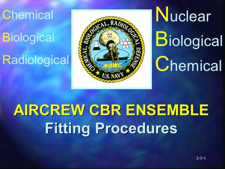 2-3-1 N uclear B iological C hemical AIRCREW CBR ENSEMBLE Fitting Procedures Chemical Biological Radiological.