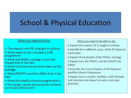 School & Physical Education