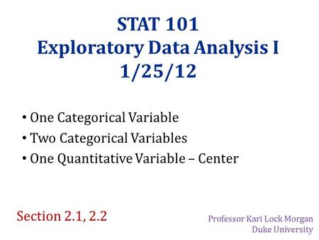Exploratory Data Analysis I