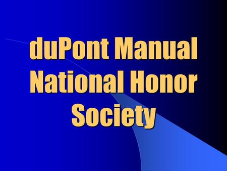 duPont Manual National Honor Society