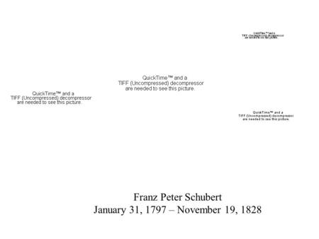Franz Peter Schubert January 31, 1797 – November 19, 1828.