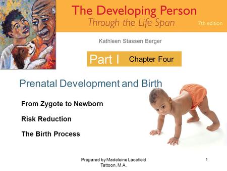 Kathleen Stassen Berger Prepared by Madeleine Lacefield Tattoon, M.A. 1 Part I Prenatal Development and Birth Chapter Four From Zygote to Newborn Risk.