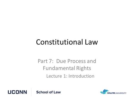 Constitutional Law Part 7: Due Process and Fundamental Rights Lecture 1: Introduction.