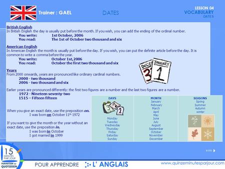 DATES DATES British English
