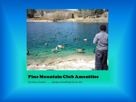 Pine Mountain Club Amenities So many choices ………always something fun to do!