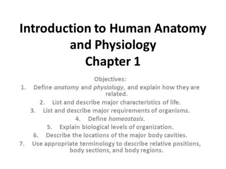 Introduction to Human Anatomy and Physiology Chapter 1
