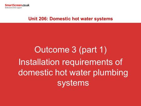 Unit 206: Domestic hot water systems