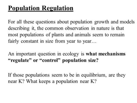 Population Regulation