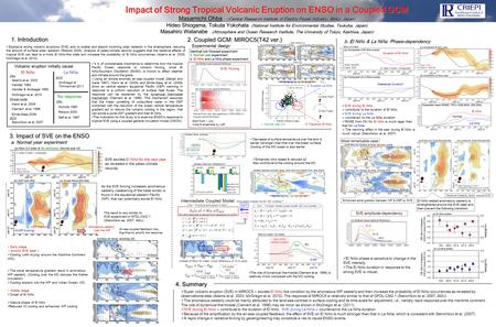 Impact of Strong Tropical Volcanic Eruption on ENSO in a Coupled GCM Masamichi Ohba (Central Research Institute of Electric Power Industry, Abiko, Japan)