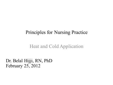 Principles for Nursing Practice