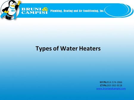 NY Ph:914-574-2066 CT Ph:203-302-9118 www.bruniandcampisi.com Types of Water Heaters.