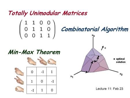 Totally Unimodular Matrices