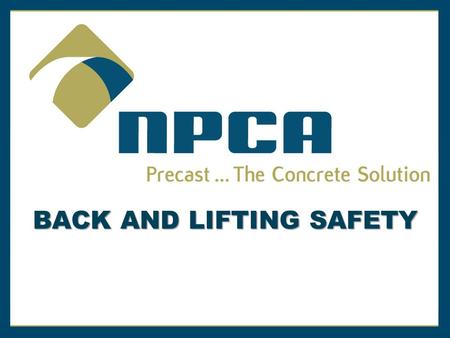 BACK AND LIFTING SAFETY
