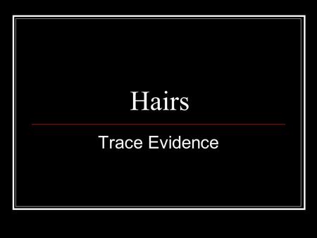 Hair as Physical Evidence