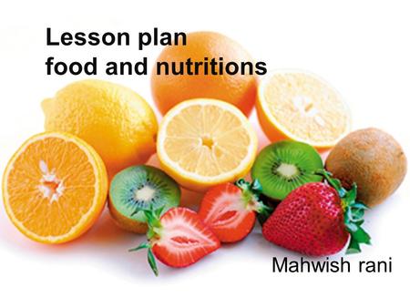 Lesson plan food and nutritions