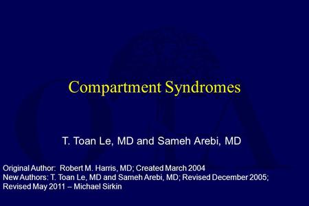 Compartment Syndromes