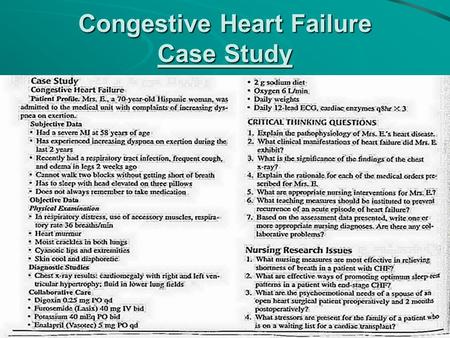 Congestive Heart Failure Case Study