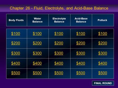 Chapter 26 - Fluid, Electrolyte, and Acid-Base Balance