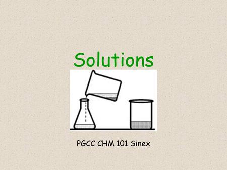 Solutions PGCC CHM 101 Sinex. solutionscolloidssuspensions < 1 nm> 100 nm -single atoms -small molecules -ions -polyatomic ions -aggregates of atoms,