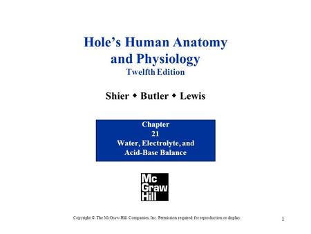 Chapter 21 Water, Electrolyte, and Acid-Base Balance