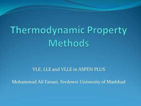 Thermodynamic Property Methods