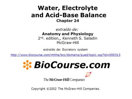 Water, Electrolyte and Acid-Base Balance Anatomy and Physiology