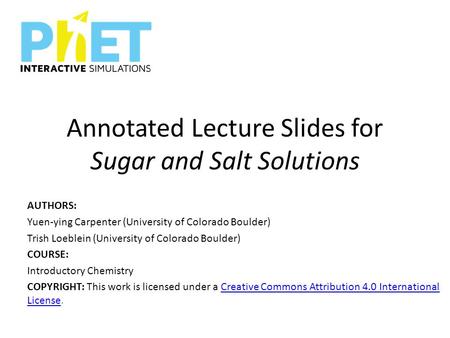 Annotated Lecture Slides for Sugar and Salt Solutions