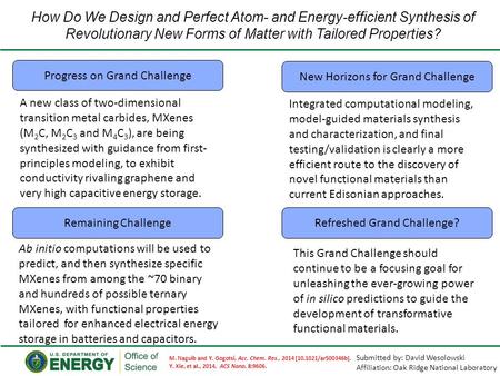 How Do We Design and Perfect Atom- and Energy-efficient Synthesis of Revolutionary New Forms of Matter with Tailored Properties? Progress on Grand Challenge.