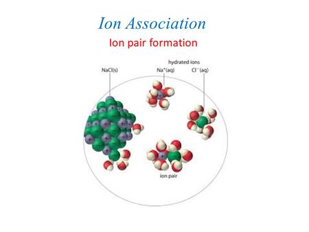 Ion Association Ion pair formation.