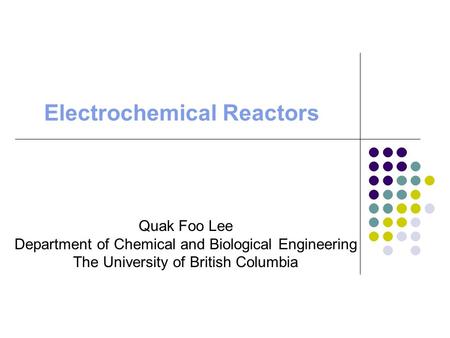 Electrochemical Reactors