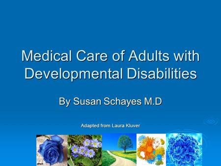 Medical Care of Adults with Developmental Disabilities By Susan Schayes M.D Adapted from Laura Kluver.