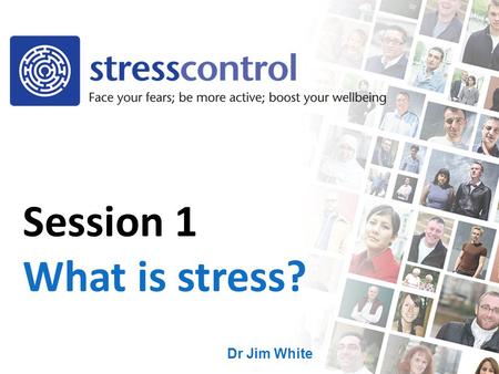 Dr Jim White Session 1 What is stress?. No discussion of personal problems Each week teaches you new skills These skills are all pieces of the jigsaw.