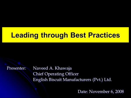 Leading through Best Practices