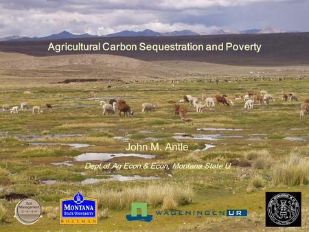Agricultural Carbon Sequestration and Poverty John M. Antle Dept of Ag Econ & Econ, Montana State U.