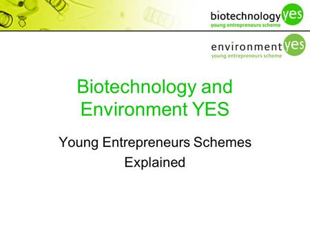 Biotechnology and Environment YES Young Entrepreneurs Schemes Explained.