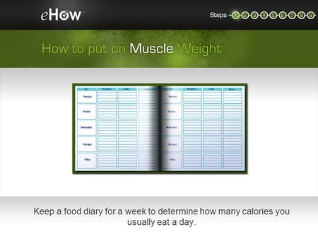 Keep a food diary for a week to determine how many calories you usually eat a day.