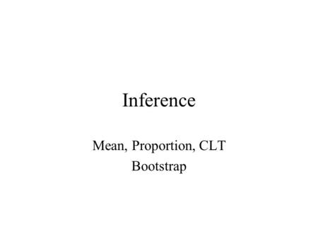 Mean, Proportion, CLT Bootstrap