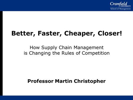 Professor Martin Christopher