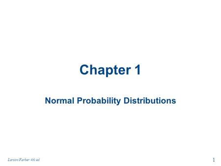 Normal Probability Distributions