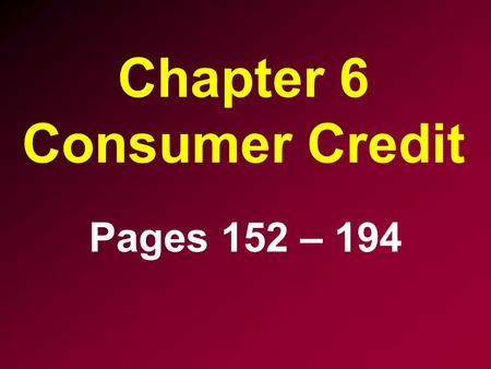 Chapter 6 Consumer Credit